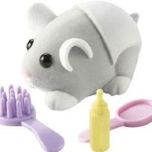 Y2K Zhu Zhu Pets Baby Cakes Hamster (Mint Condition; Gray w white & pink)